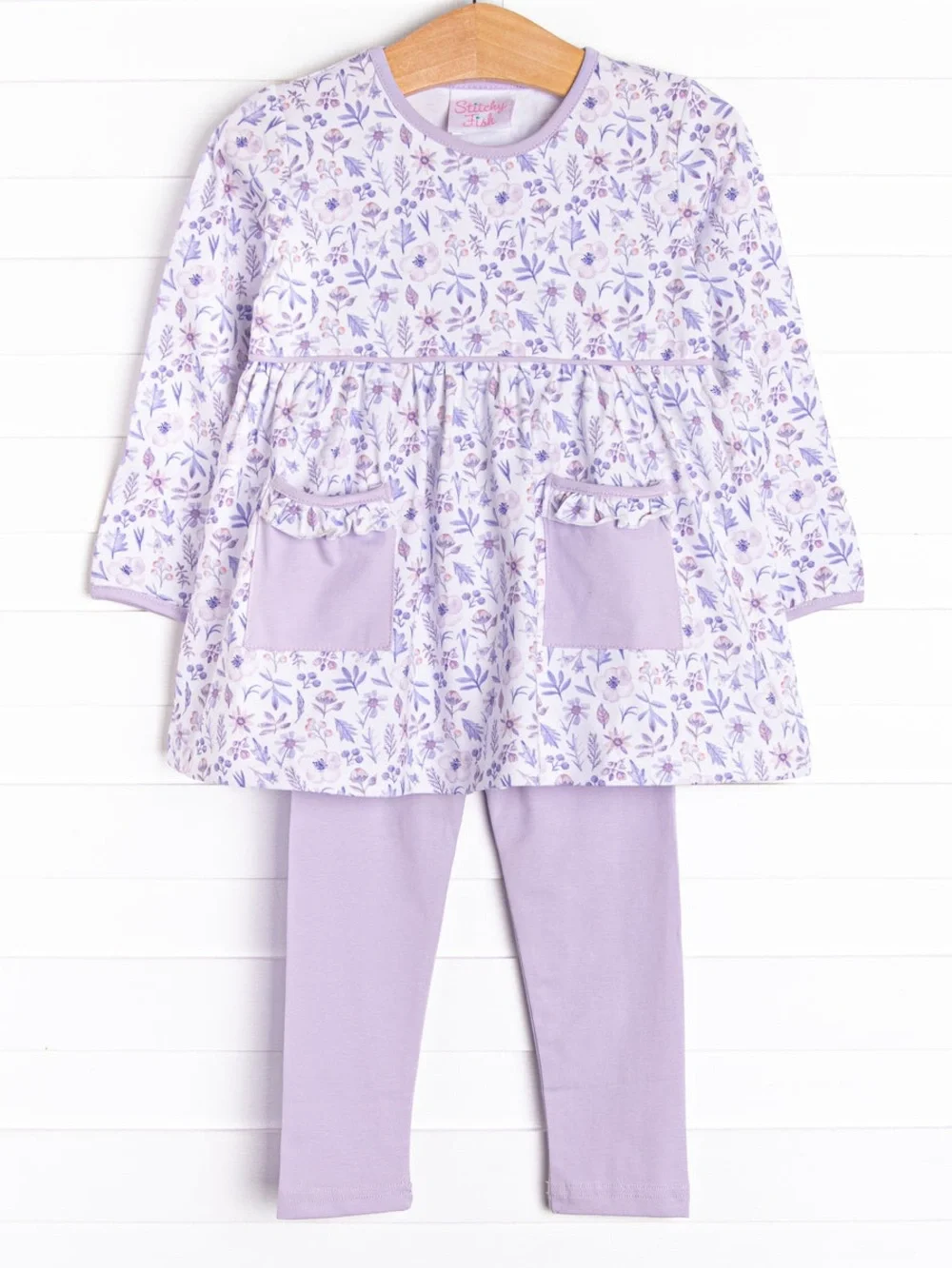 Stitchy Fish floral set i LilacYou Leggings dress top long sleeve ruffle toddler